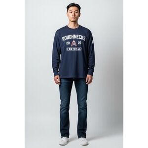 XFL Houston Roughnecks 2020 Football T-Shirt Mens Small Blue Graphic Long Sleeve